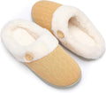 Chantomoo Womens Slipper Warm Comfy Memory Foam House Slippers Knitted Shoes Faux Fur Lined Anti-Skid Rubber Sole Bedroom Cozy Indoor Outdoor Slippers