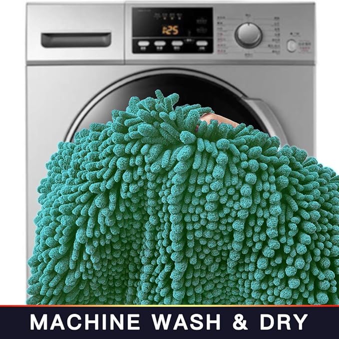 Walensee Bathroom Rug Non Slip Bath Mat (44x24 Inch Turquoise) Water Absorbent Super Soft Shaggy Chenille Machine Washable Dry Extra Thick Perfect Absorbant Best Large Plush Carpet for Shower Floor
