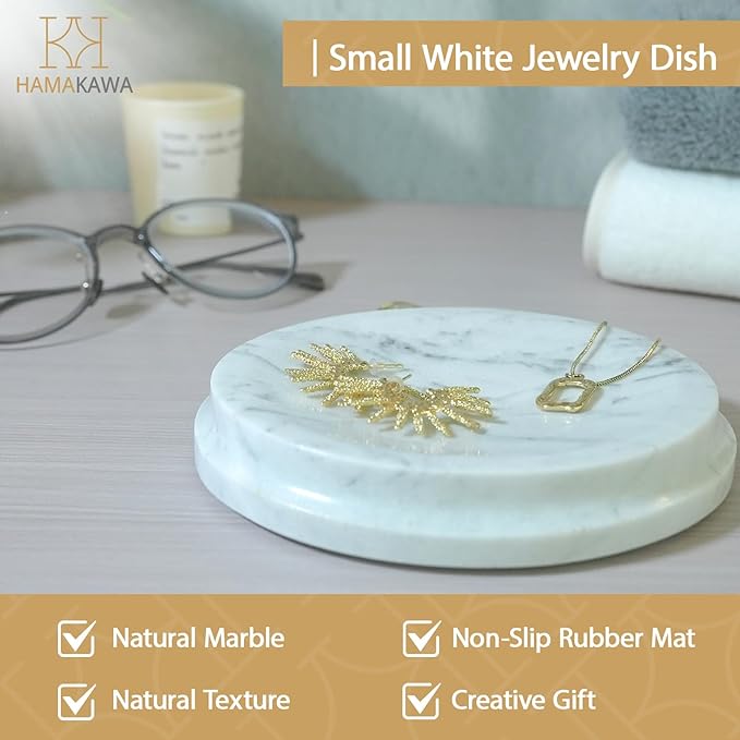 Oval Natural Marble Soap Dish, Carrara White Stone Jewelry Dish 5 Inch, Bathroom Shower Soap Holder, Modern Sponge Holder, Bar Soap Saver Tray, Kitchen, Easy to Clean