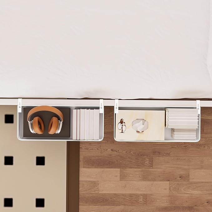 Bedside Caddy Shelf for Bunk Bed & Dorm, Adjustable Bunk Bed Caddy Holder for Top Bunk, Rails, Cribs, Bedside Shelf Organizer for Phone/Books/Drinks (Black, L(L11in*W4.9in*H3.93in))