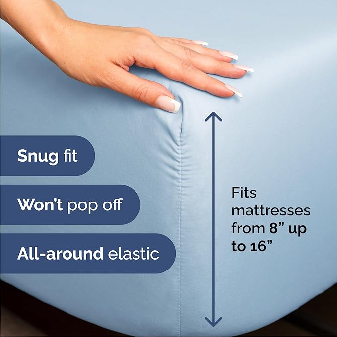 Cal King 6 Piece Sheet Set - Cooling and Breathable Bed Sheets - Hotel Luxury Bed Sheets for Women, Men, Kids and Teens - Deep Pockets - Easy Fit - Soft and Wrinkle Free - Cal King Light Blue Sheets