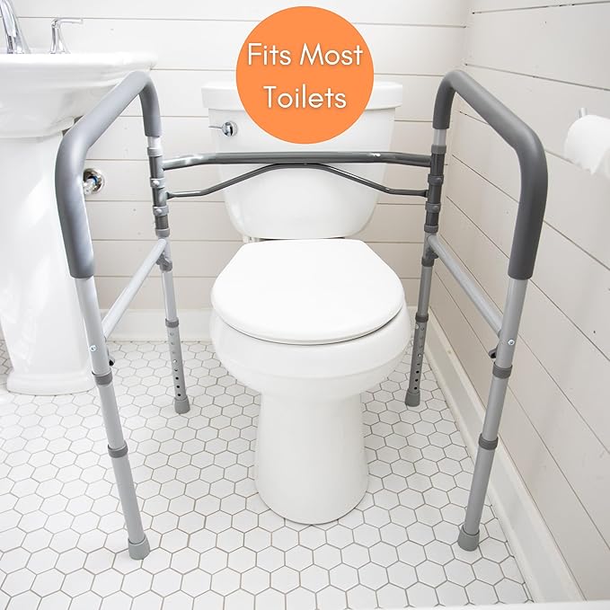 BIRDROCK HOME Toilet Seat Safety Railing Frames for Seniors | Handrail Support for Bathroom | Easy Install - Elderly, Handicap, Medical Disabled | Raised, Elevated, Assistance, Commode, (Safety Frame)