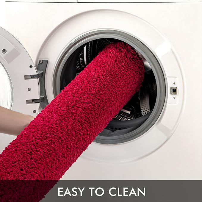 MIULEE Christmas Red Bathroom Runner Rug 24x60 Inches, Long Bath Mat for Bathroom Floor Bathtub Showers, Machine Washable Absorbent Microfiber Carpet with TPR Anti-Slip Back