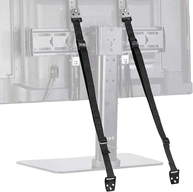 TV Anti-Tip Heavy Duty Dual Cable Kit, Non Tipping Safety Straps for Screens or Furniture Mounting, Adjustable Baby Proofing Anchor, Easy Install Hardware Included, STAND-SK02
