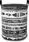 Black White Flowers Laundry Basket-Large Foldable Hamper Holder Portable Tall Collapsible Laundry Hamper Storage Basket Bin with Handles, Canvas & Waterproof lining for Household Items