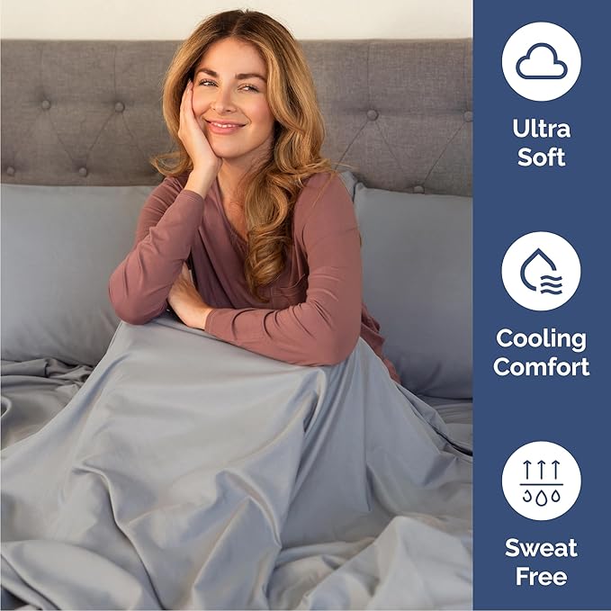 Cal King 6 Piece Sheet Set - Cooling and Breathable Bed Sheets - Hotel Luxury Bed Sheets for Women, Men, Kids and Teens - Deep Pockets - Easy Fit - Soft and Wrinkle Free - Cal King Steel Blue Sheets