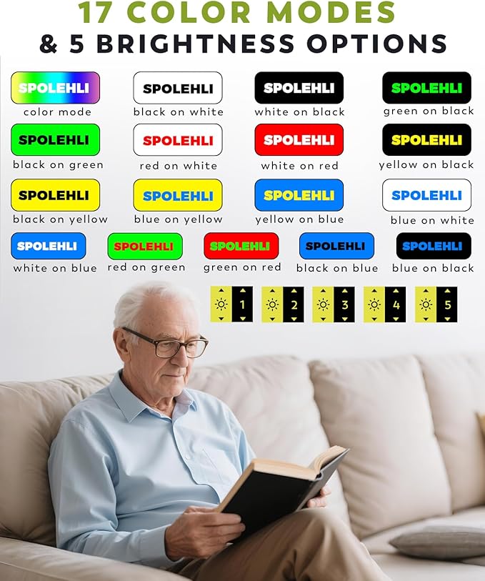 5.0 Inch Portable Digital Magnifier, 4X-32X Zoom Electronic Reading Aid with Foldable Handle for Low Vision/Seniors/Kids, Ideal for Quick Reading – Not Recommended for Long Books or Novels