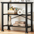 HOMBAZAAR 3 Tier Bookshelf,Black Industrial Book Shelf,Engineered Wood and Metal Deep Bookcases,Low Shelf Bookcase for Living Room,Office,Bedroom and Kitchen