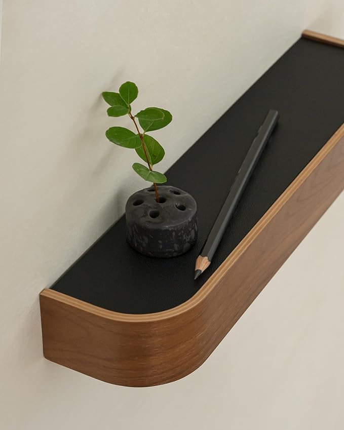 Kazai. Key Holder 'Toke' | Minimalist Key Hook Design from Berlin | Modern Key Holder Wall Mount with Wooden Shelf | Key Rack for Wall as Entryway Organizer | Walnut
