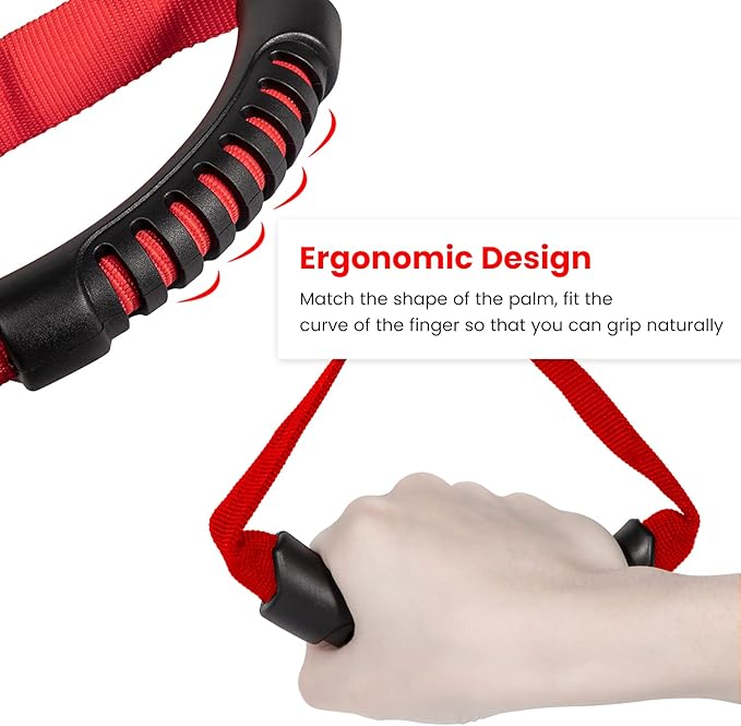 E-cowlboy Auto Cane Grab Handle Adjustable Standing Aid Safety Support Bar Nylon Grip Mobility Assist Device (Red 2 Pack)
