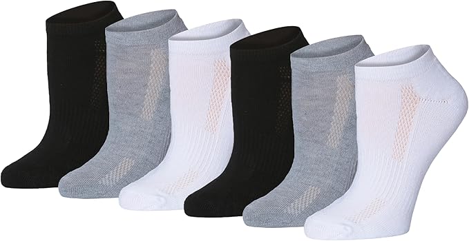 Tipi Toe Women’s 6-Pack Athletic Cushioned Running Ankle Socks – Soft, Breathable Fabric with Arch Support for Comfort