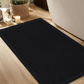 Hiasan Waffle Bath Mat, Super Absorbent Non Slip Bathroom Boho Rug with Tassels, Machine Washable Bath Mats for Bathroom, Ultra Soft Rubber Backed Rug, Black, 24 x 60 Inches