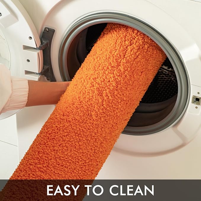 MIULEE Orange Toilet Rug U Shaped for Bathroom - Soft and Absorbent Microfiber Contour Bath Rugs for Toilet, Non Slip Rubber Backside for Extra Safety, Machine Washable - 20''x24''
