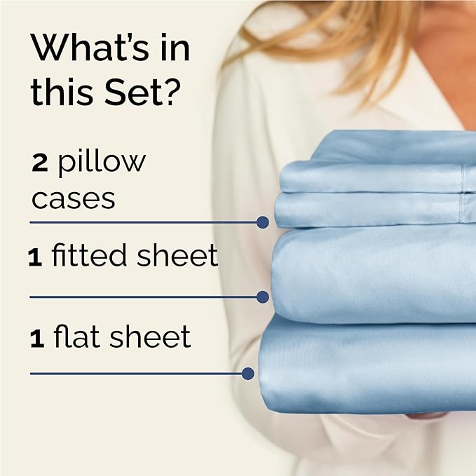 Twin XL 4 Piece Sheet Set - Cooling & Breathable Bed Sheets - Hotel Luxury Bed Sheets for Women, Men, Kids & Teens - Bedding w/Deep Pockets & Easy Fit - Soft & Wrinkle Free - Twin XL Sky Blue Sheets