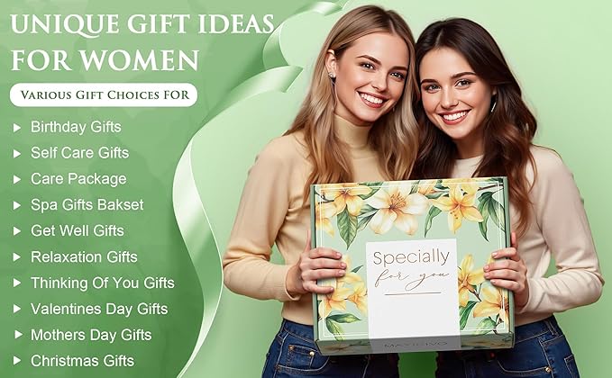 Birthday Gifts for Women Self Care Gift, Vanilla Coconut Relaxing Spa Gift Basket Bath Set Get Well Soon Care Package Valentines Day Gifts for Her Mom Women Sister Friend Wife Grandma w/ Blanket