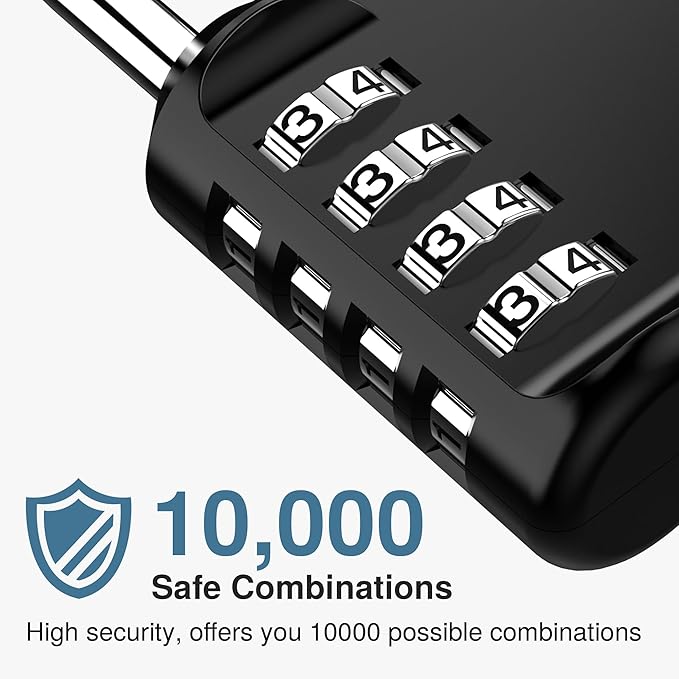 Puroma 4 Pack Combination Lock for Locker 4 Digit Outdoor Waterproof Padlock for School, Gym, Sports, Fence, Toolbox, Gate, Case, Outdoor, Hasp Storage, Cabinets (Silver & Black)