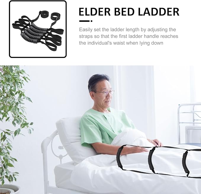 Adjustable Elderly Bed Ladder Pull Up Strap for Seniors and Disabled People, Four-Layer Assist Rope for Bed Climbing and Sit-Up Support, Elderly Mobility Aid for Bedroom Use