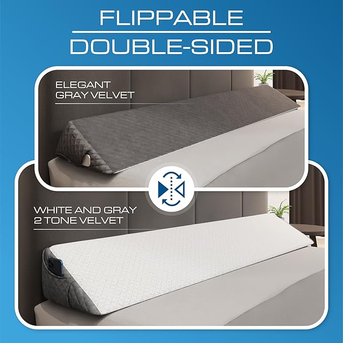 Kolbs Full Size Bed Wedge Pillow for Headboard | Modern Stylish Pillow to Fill Gap Between Headboard and Mattress | Bed Gap Filler Full