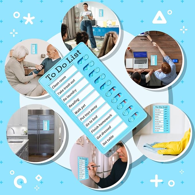 2-Piece Chores Chart for Kids - Reusable Chore List, Removable Checklist Board, Portable to Do List Visual Schedule for Multiple Kids
