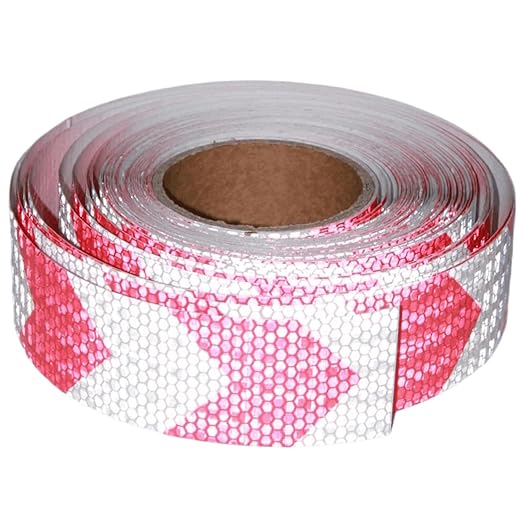 Red and White Reflective Tape 2 inch X 166 feet, Outdoor Waterproof Hazard Conspicuity Warning Industrial Marking Tape