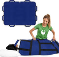 Positioning Bed Pad with 8 Reinforced Padded Handles - Washable Transfer Sheet for Lifting & Repositioning - Quick-Dry Patient Slide Blanket for Caregiver, Bedridden, Elderly - 48" x 40", Blue Ver 2