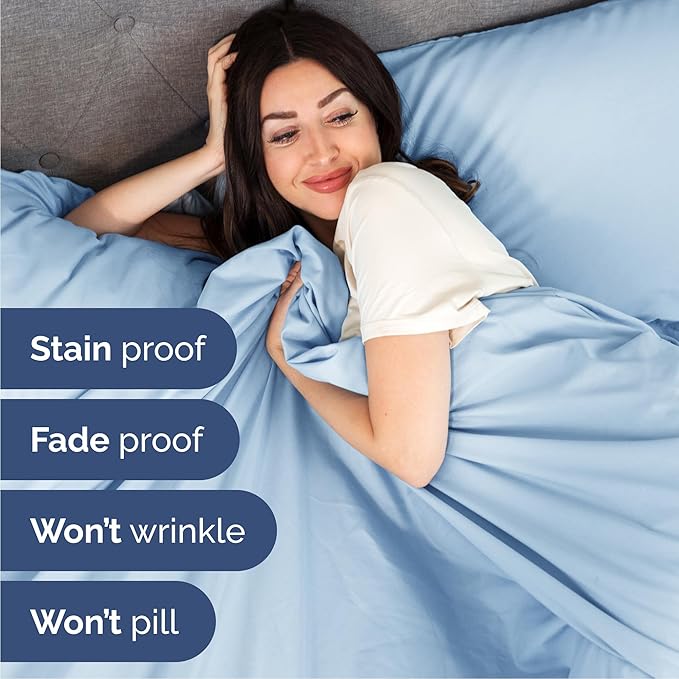 Cal King 6 Piece Sheet Set - Cooling and Breathable Bed Sheets - Hotel Luxury Bed Sheets for Women, Men, Kids and Teens - Deep Pockets - Easy Fit - Soft and Wrinkle Free - Cal King Light Blue Sheets
