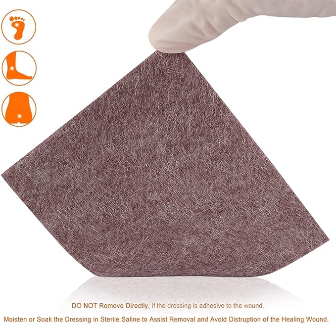 Silver Calcium Alginate Wound Dressing Pad, 4’’x5’’ Patch, High Absorbency Non-Stick Ag Gauze for Pressure Ulcer,Bed Sore,Leg Sore,Diabetic Foot Ulcer, 5 Packs