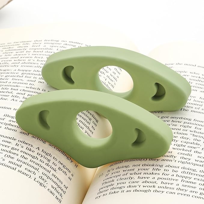 Book Page Holder, 2 Pack Breathable Silicone Thumb Page Holder for Reading, Ideal Book Reader Gifts and Reading Accessories (Small Size, Green)