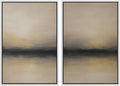 MUDECOR Framed Canvas Print Wall Art Abstract Sunset Horizon Modern Minimalist Beige and Black Illustrations Modern Art Decorative Bohemian Colorful for Living Room, Bedroom, Office - 24"x36"x2 White