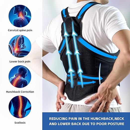 Back Brace Posture Corrector for Women and Men, Upgraded Breathable Full Back Support, Comfortable Shoulder Straightener, Pain Relief for Upper/Lower Back, Support for Scoliosis, Hunchback, Thoracic Spine, (Small)