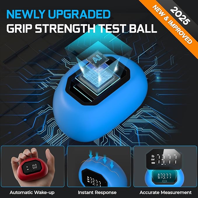 Funny Palm Grip Strength Tester Trainer - Strength Dynamometer Rechargeable Hand Exercising Device for Hand and Finger Grip Tester with Finger Exerciser Stretcher Workout Equipment