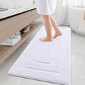Buganda Bathroom Rugs, 59" x 24", Soft and Absorbent Microfiber Bath Rugs, Non-Slip Shaggy Shower Carpet, Machine Wash Dry Bath Mats for Bathroom Floor, Tub and Shower, White
