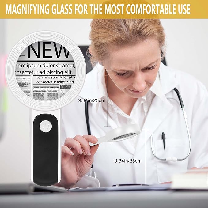 Magnifying Glass with Light, High Magnification Handheld Large Magnifying Glass 18LED Cold and Warm Light with 3 Modes, Illuminated Lighted Magnifier for Seniors Reading, Coins, Jewelry, Exploring