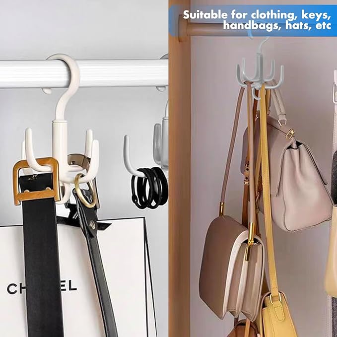 4Pcs Belt Hanger, Tie Hanger, Belt Organizer for Closet, 360°Rotating Portable, Space Saving Closet Organizers, Storage for Bra, Tank Top, Scarf, Purse,Kitchenware, Bath Products (Beige)