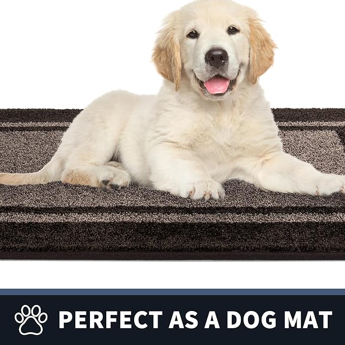 PURRUGS Dirt Trapping Door Mat 24" x 36", Non-Slip/Skid Machine Washable Entryway Rug, Shoes Scraper, Area Rug, Super Absorbent Welcome Mat for Muddy Wet Shoes and Paws, Grayish Brown & Coffee