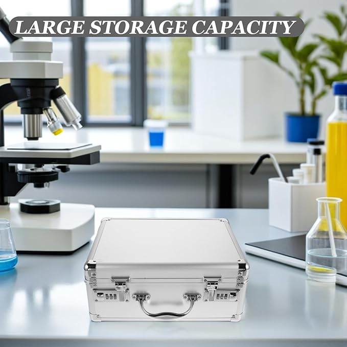 Combination Lock Medicine Box: Aluminum Alloy Medication Organizer with Handle - Medical Chest Storage Container for Home and Office Use