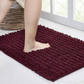 Walensee Large Bathroom Rug Non Slip Bath Mat (72x24 Inch Burgundy) Water Absorbent Super Soft Shaggy Chenille Machine Washable Dry Extra Thick Perfect Absorbant Best Plush Carpet for Shower Floor
