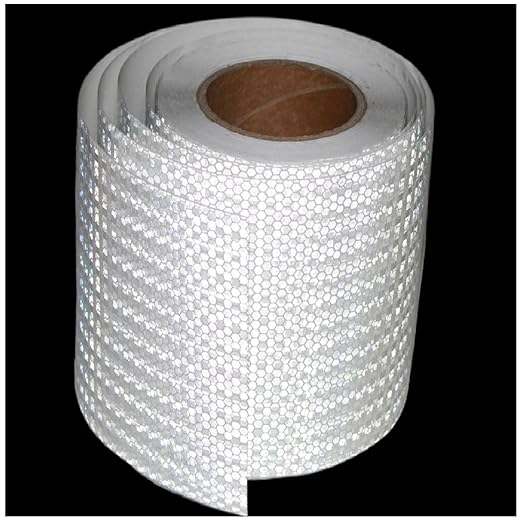 White Reflective Tape Outdoor Waterproof 8 inch High Visibility Hazard Conspicuity Safety Industrial Marking Tape (66 feet)