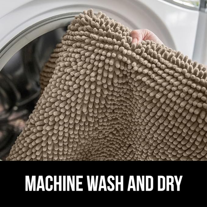 GORILLA GRIP Bathroom Rug Sets, Soft Chenille 2 Piece Area Rugs Set, Toilet Base Mat and 30x20 Carpet, Absorbent Microfiber Washable Mats Dry Quickly, Home Décor and Bath Room Accessories, Gray Beige