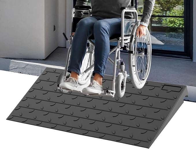 BESEA 3.5" inch Threshold Ramp Rubber Wheelchair Ramp, No-Slip Surface 3500 Lbs Load Capacity for Home Doorways Driveways Curb