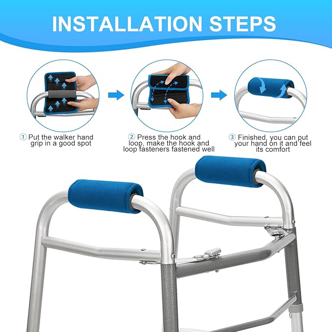 supregear Walker Grips (2 Pack), Soft Padded Hand Covers, Non-Slip Comfortable Cushion Padding for Folding Walker Handle, Moisture Wicking Mobility Accessory