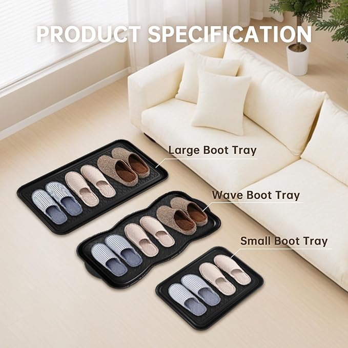 Boot Tray for Entryway, 9 Pack Waterproof Shoe Trays for Indoor Outdoor Use 20"x15" Durable Shoe Mat with Raised Edge, Non-Slip Tray for Boots, Pets, Garden & Muddy Shoes