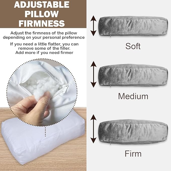 Recliner Headrest Pillow, Versatile Neck Support Cushion with Velvet Cover for Adults, Ideal Accessory for Chair, Couch, Office, Bed, Lumbar Pain Relief, Travel, Lounging, Gray