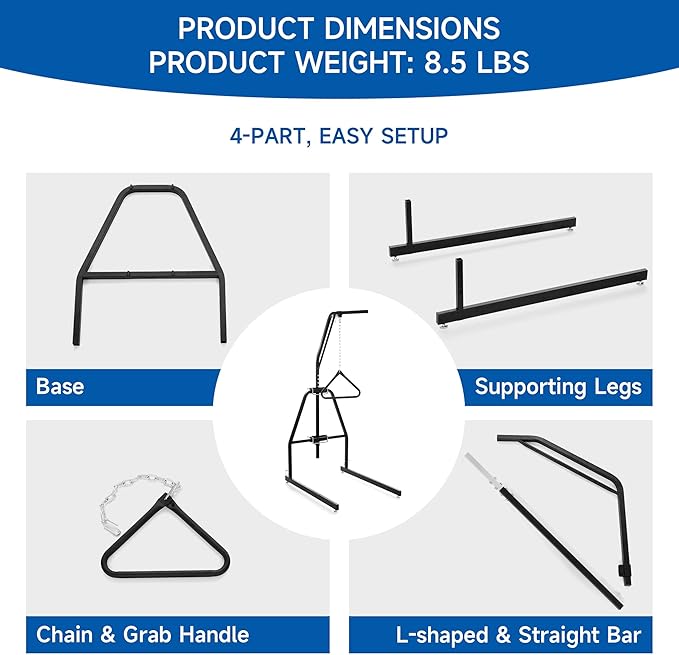 Bed Trapeze, Trapeze Bar for Bed Mobility Patient Aid Hospital Beds Triangle Pull Up Floor Stand Bar Heavy Duty for Elderly Assist Aid, Strong and Work Well