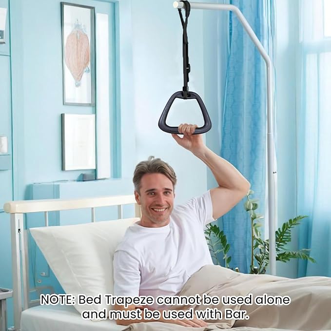 Bed Trapeze for Elderly - Bedroom Pull-Up Handle, Bed Mobility Aid Bracket Accessories for Disabled Injured Patients, Supports 110 lbs, 1 Pcs (Not Include Bar)