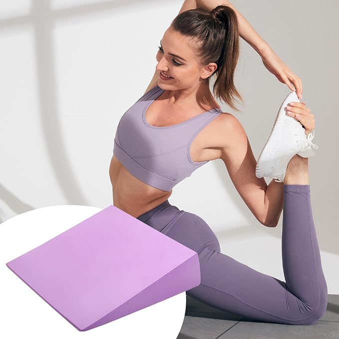 Yoga Foam Wedge - Calf Stretcher Board | Slant Workout Wedge | Foot Stretching Blocks For Balance, Strength, Pilates, Squat Exercises, Fitness Training, Home Gym, Physical | EVA