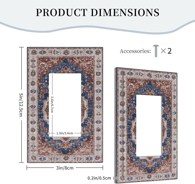 Vintage Orange Medallion Pattern Outlet Covers Single Rocker Light Switch Covers Decorative 1 Gang Gfci Wall Plate Electrical Receptacle Switchplate Plug Faceplate Bathroom Decor