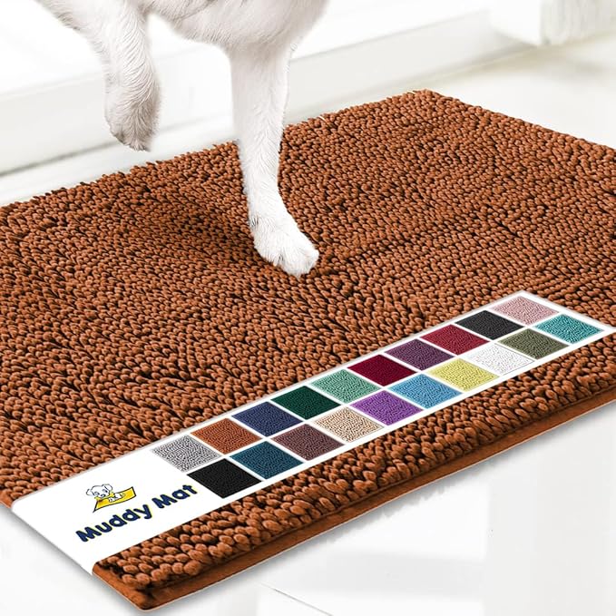 Muddy Mat® | Super Absorbent Door Mat Indoor, Microfiber Quick Dry Chenille Entryway Rug, Non-Slip Front Door Mat, Indoor Mats for Entryway, Machine Washable Pet Rug, Orange XXXL 72"X48"