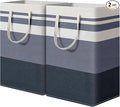 2 Pack Laundry Baskets 100L Extra Large, Waterproof Freestanding Collapsible Laundry Hamper with Reinforced Handles, Blue Clothes Hamper for Dorm, Bathroom, Bedroom, Laundry Room
