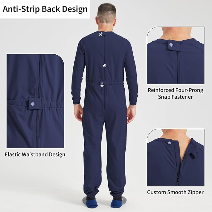 Adaptive Clothing for Men with Anti-Strip Design and Easy Back Access for Dementia Elderly and Special Needs